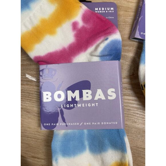 New 3 Pairs Bombas Quarter Socks Multi Color Tie Dye Lightweight Medium - Picture 3 of 4